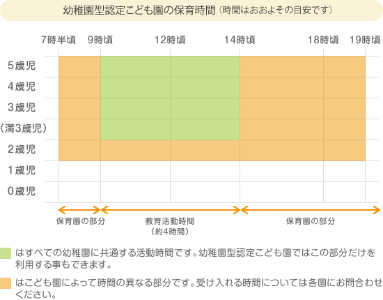 幼稚園型認定こども園の保育時間（時間はおおよその目安です）